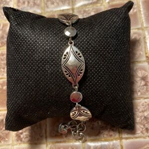 BRIGHTON silver etched swirls and hammered link‎ bracelet